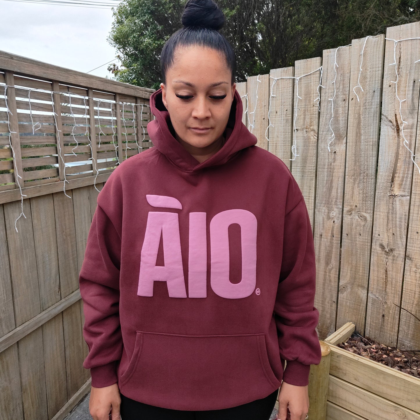 Burgundy Block Unisex Oversized Āio Hoodie