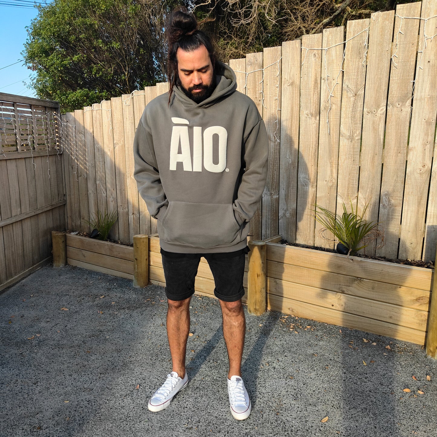 Grey Block Unisex Oversized Āio Hoodie