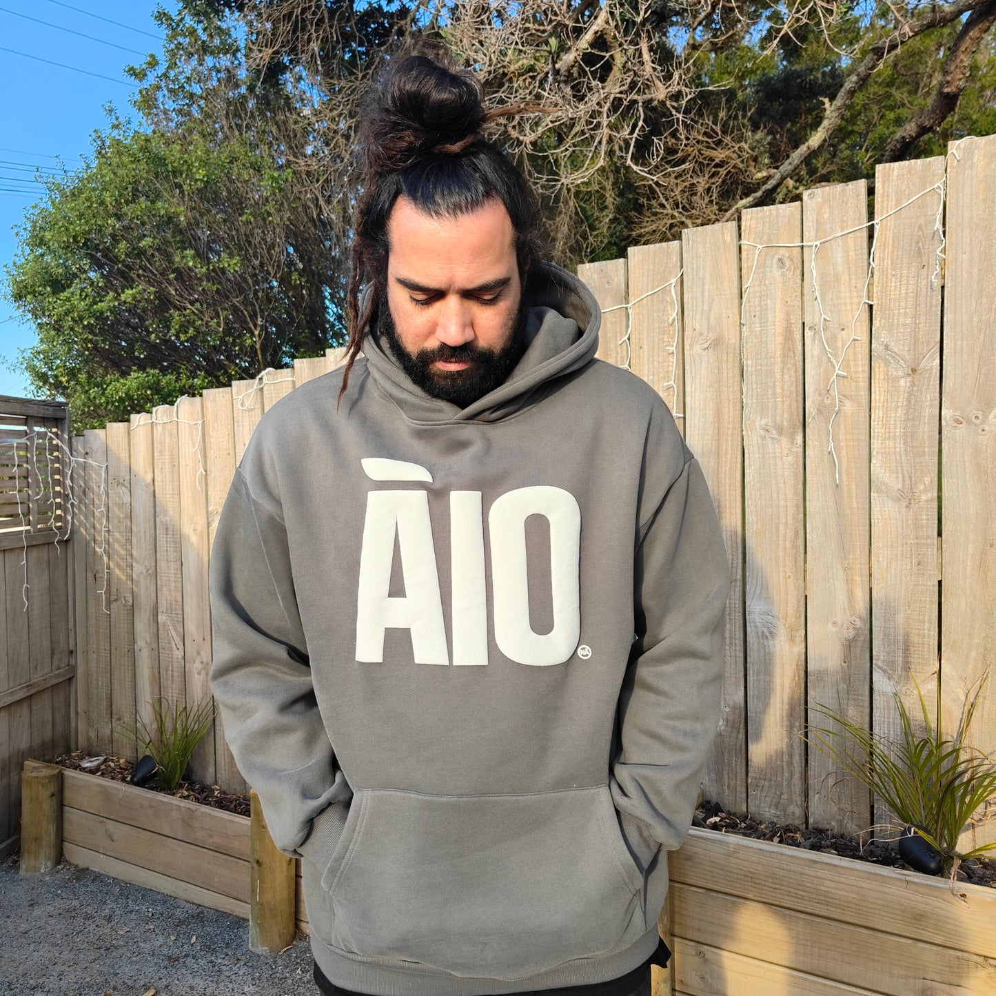 Grey Block Unisex Oversized Āio Hoodie
