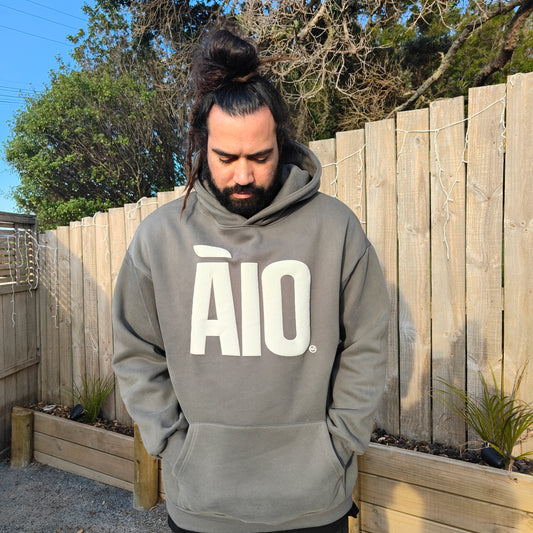 Grey Block Unisex Oversized Āio Hoodie